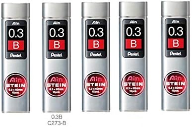 Pentel Ain Mechanical Pencil Leads 0.3mm B, 5 Pack/total 75 Leads Value Set...