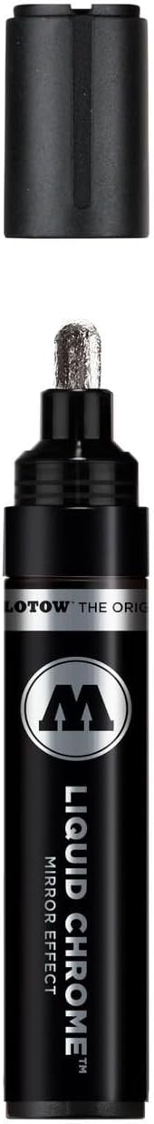 MOLOTOW Liquid Chrome Alcohol-Based Pump Marker for High-Gloss Mirrored Effects, 5mm, 1 Each (703.104)...