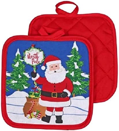 Christmas Kitchen Towel Set 5 Piece 2 Pot Holders & 2 Towels with 1 Oven Mitt (Santa Claus)...
