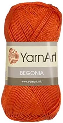 5 Skein (Pack) Total 8.8 Oz. Yarnart Begonia, 100% Mercerized Cotton, Each 1.76 Oz (50g) / 185 Yrds (169m), Fine Sport: 2, Orange - 5535......