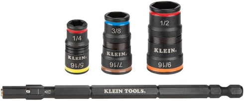 Klein Tools 32933 Impact Driver, SAE 7-in-1 Impact Socket Set, Flip Socket with 6 Hex Driver Sizes, Plus Bit Holding Feature...