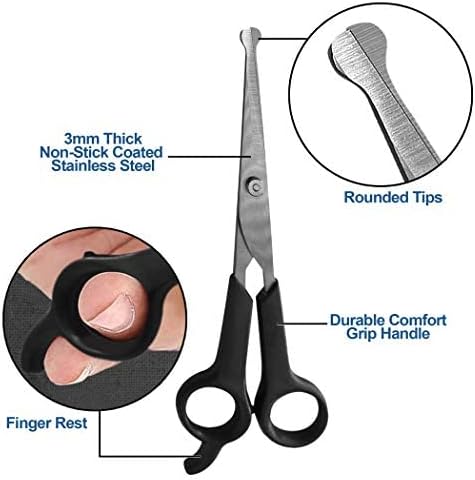Dog Grooming Scissors, 2 Pack, Pet Scissors, Cuts Facial Hair and Body Fur, Stainless Steel with Safety Rounded Tips for a Painless, Smooth, and C...