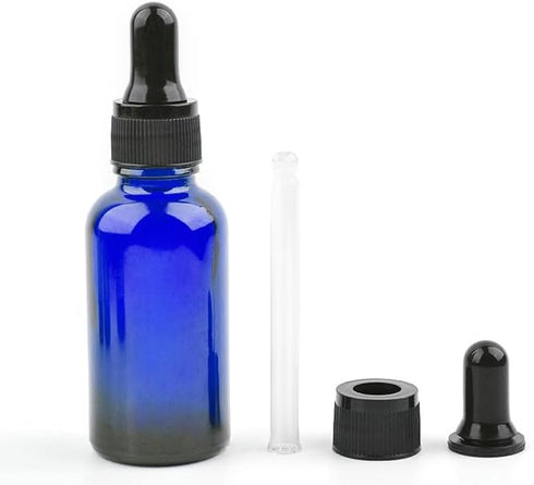 AKOAK 30ml Blue Glass Bottle with Dropper - for Essential Oils or Laboratory Chemicals, Pack of 3...