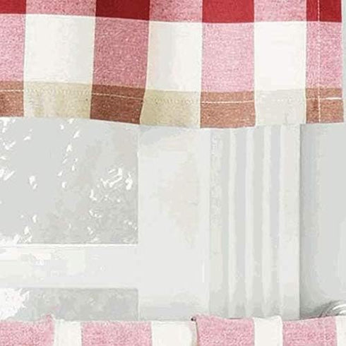 Home Maison - Kingsville Country Plaid Gingham Checkered Kitchen Tier & Valance Set | Small Window Curtain for Cafe, Bath, Laundry, Bedroom - (Red...