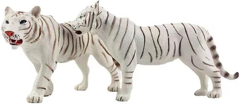 Gemini&Genius White Tiger Family Set Realistic Animal Figurines with Cub, Safari Animals Family Playset Figures, Educational Wildlife World Models...