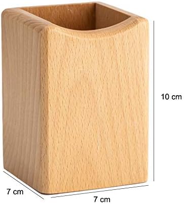 Wood Pen Holder Desk Pencil Holders Wooden Pen and Pencil Organizer Cup for Desktop Pens Stand Holder Cups, 10 x 7 x 7 cm, Eco Natural Color (Brow...