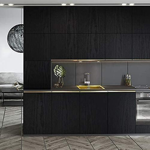 17.7"x118" Black Wallpaper Wood Peel and Stick Wood Contact Paper Black Wallpaper Wood Black Contact Paper Self Adhesive Wallpaper For Wall Counte...