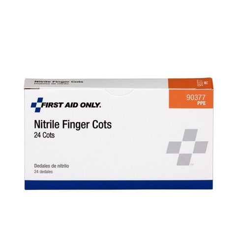 First Aid Only 90377 Nitrile Latex Free Finger Cots, First Aid Kit Refill Supplies for Business, Food Service, and Home, Large, Box of 24...
