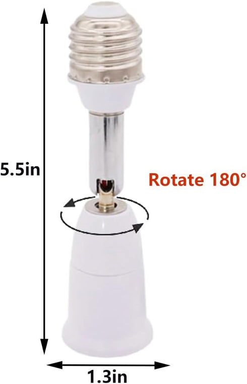 E26/E27 Light Socket Extender 5.5 inch Light Bulb Socket Adapter Flexible Adjustable 180° Bendable 360° Light Socket Extension Converter (3 Pack)...