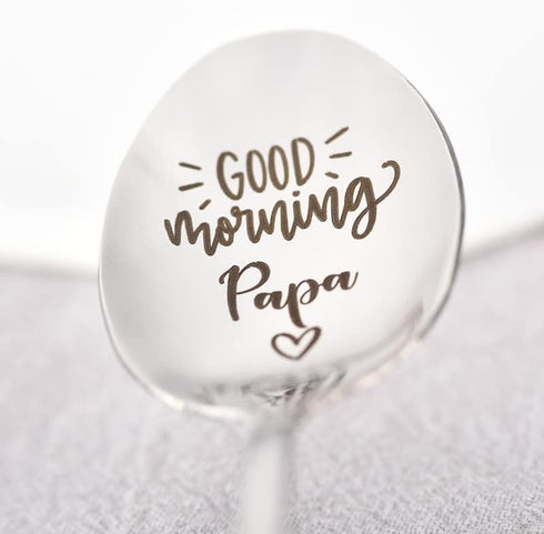 Papa Spoon Gifts from Grandkids Grandchildren, Good Morning Papa Spoons for Grandpa Grandather Father's Day Birthday Gift for Granddad Granddaddy ...