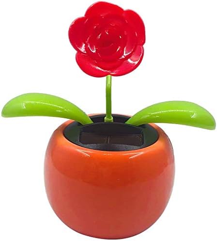 Solar Powered Dancing Flower Swinging Animated Dancer Toy Car Decoration for Car Dashboard Office Desk Decoration - Rose...