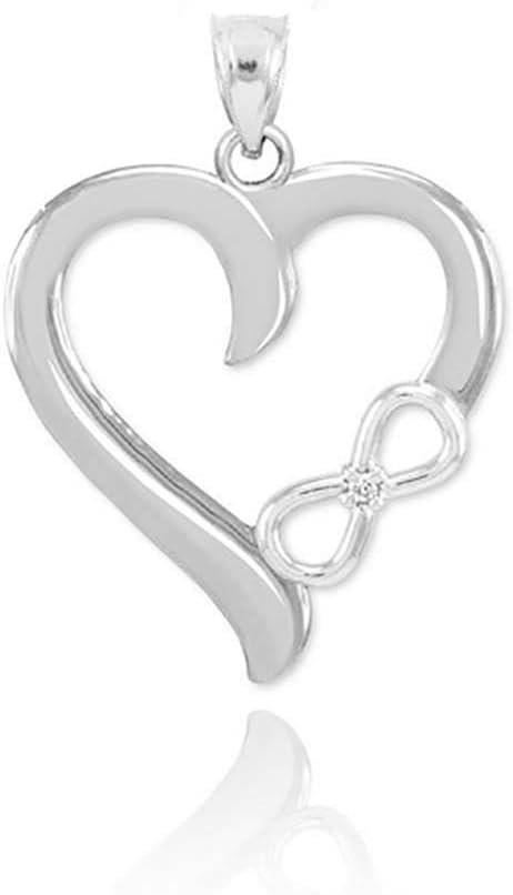 925 Sterling Silver Polised Infinity Open Heart Charm Pendant...