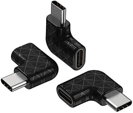 USB C Right Angle Adapter,90 Degree USB C to USB Type-C Male to Female Adapter (3 Pack). Support USB-C 3.1 PD 100W Quick Charge 10Gb/s Data Transf...