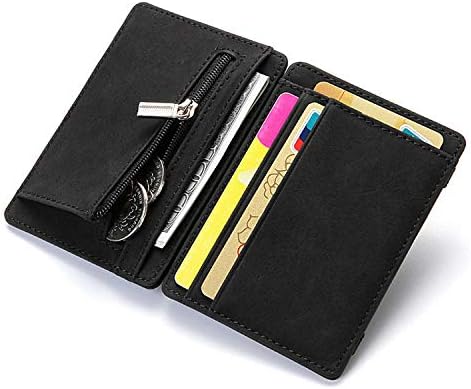 Fida&Moon Men Magic Wallets Male PU Leather Zipper Coin Purse Pouch Plastic Credit Bank Card Case Holder (Blue)...