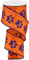 Paw Print Wired Edge Ribbon, 10 Yards (Orange, Purple, 2.5 Inches...