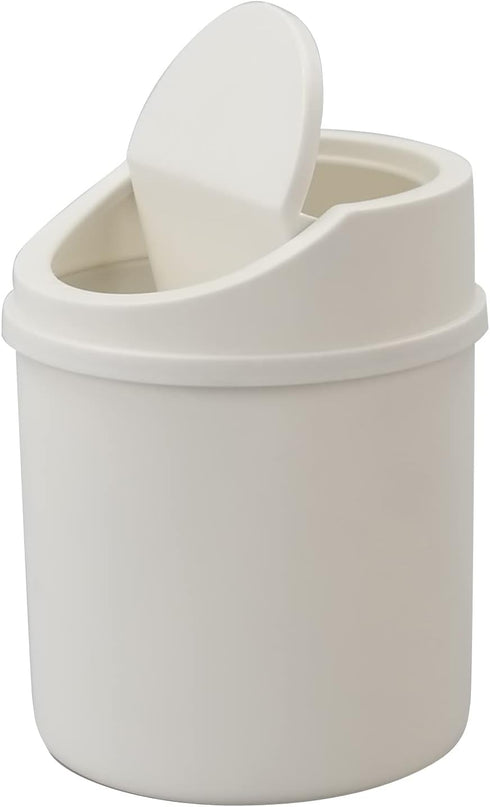 0.5 Gallon Plastic Tiny Trash Can with Swing Lid, Mini Desktop Waste Can, White...