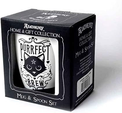 SUMMIT COLLECTION Alchemy Gothic Purrfect Brew Black Cats 11 fl oz Mug and Spoon Set Bone China...