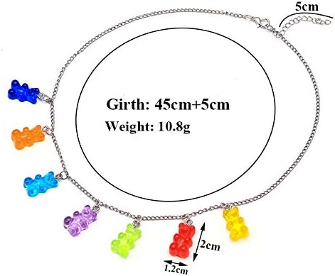 KURTCB Gummy Bear Necklace Y2k Colorful Resin Crazy Aesthetic Necklace Bracelet Hairpin for Women...
