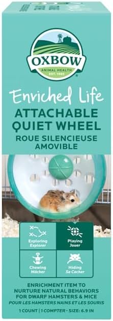 Oxbow Enriched Life Small Animal Accessories - Exercise Wheel for Dwarf Hamsters & Mice - Attachable Quiet Wheel (7 inch)...