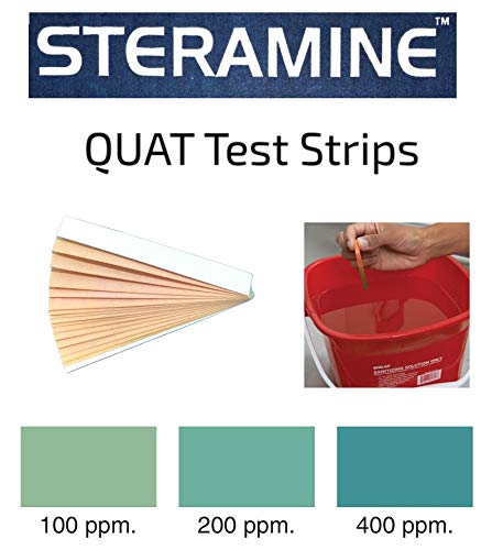 Steramine Quat Sanitizer Test Strips, 15 Litmus Paper Each Envelopes, Kit of 2X QT-10 Test Strips to Measure 0-400 PPM, Quat Test Strips for Testi...