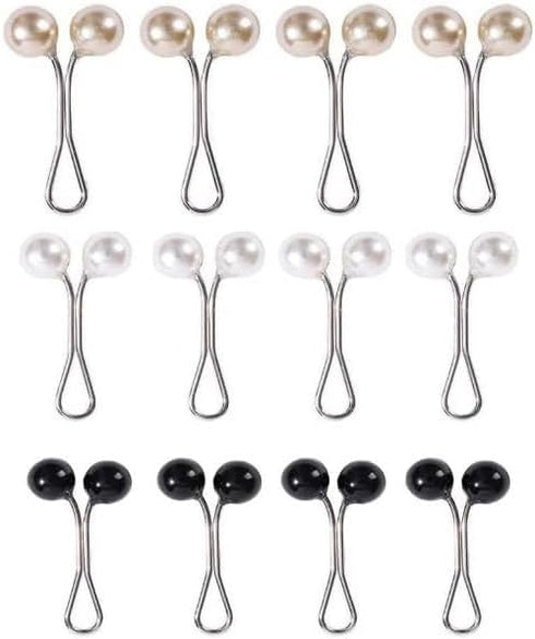12Pcs Black and White and Gold Headscarf Pearl Pins Clips U Shape Hijab Scarf Lady Muslim Scarf Shawl Clips Scarf Brooches Pin Jewelry Accessories...