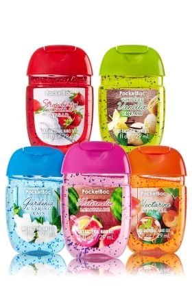 Bath and Body Works Anti-Bacterial Hand Gel 5-Pack PocketBac Sanitizers, Assorted Scents, 1 fl oz each...