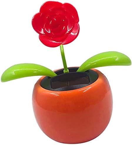 Solar Powered Dancing Flower Swinging Animated Dancer Toy Car Decoration for Car Dashboard Office Desk Decoration - Rose...
