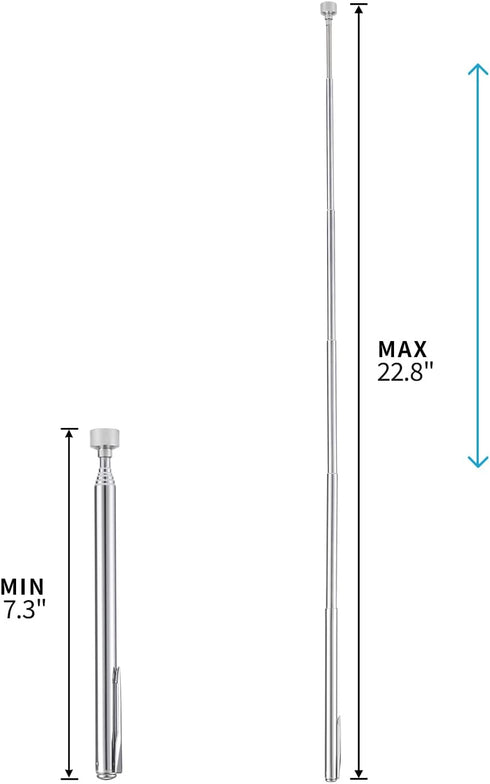 Rechabite 2 Pieces 5 LBS Flexible Magnetic Pickup Tool Set, 23.6" Spring Bendable Extension Pick Up, with Pen Clip Design, Magnet Stick Kit for Me...