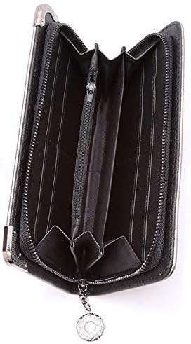 HOYOFO Skull Wallets for Women Zip Around Clutch with Credit Card Holder Phone Case Leather Long Goth Wallet Purse with Wristlet, Black...