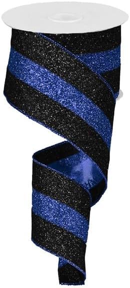 Craig Bachman 2.5" Police Support Ribbon: Glitter Black & Blue (10 Yards) Craft Floral Arrangement Gift Wrapping Wired Edge Ribbon...