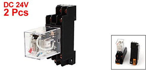 uxcell Coil Power Relay DPDT DIN Rail Mounted JQX-13F with Socket, 2 Piece, DC 24V, 8 Pin, 35 mm...