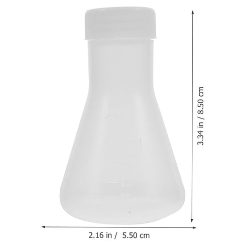 Hemobllo Conical Flask- 50ML Plastic Erlenmeyer Flask Set with Screw Caps and Clear Scale, Scientific Conical Flask Laboratory Flask Lab Supplies ...