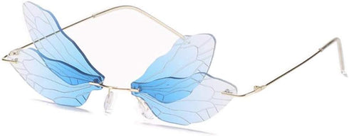 ENTHYI Dragonfly Wing Shape Sunglasses for Women/Men Frameless Irregular Glasses Shades Party Sun Glasses...