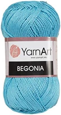 5 Skein (Pack) Total 8.8 Oz. Yarnart Begonia, 100% Mercerized Cotton, Each 1.76 Oz (50g) / 185 Yrds (169m), Fine Sport: 2, Blue - 0008...