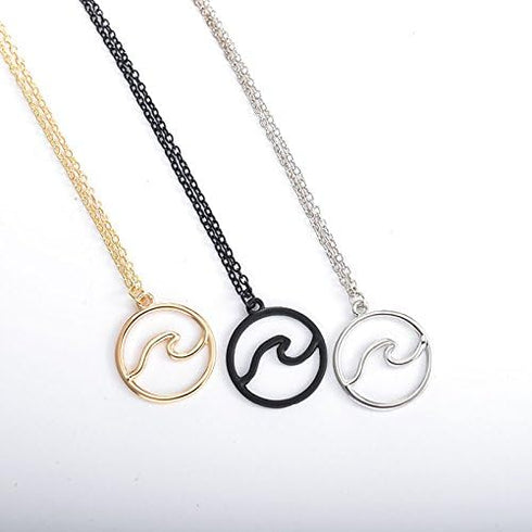 Metal Wave Pendant Necklace Simple Circle Pendant Collar Necklace for Women Jewelry...