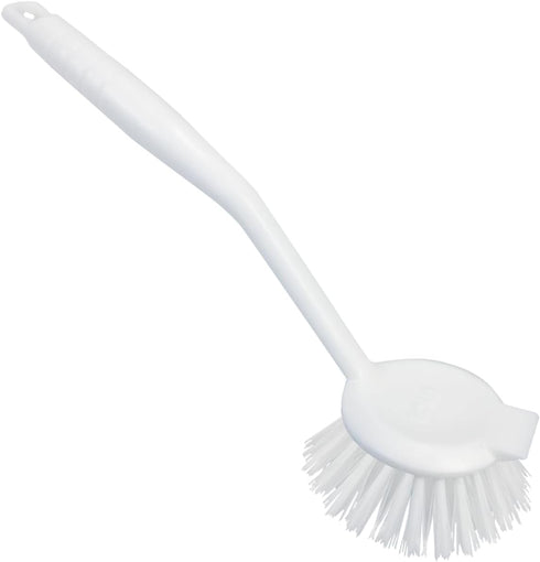 Lola Products Dish Brush w/Scraper, Durable Fiber Non-Scratch Bristles, Ergonomic Non-Slip Grip Handle, for Baked-on & Caked-on Messes, 1 Pack...