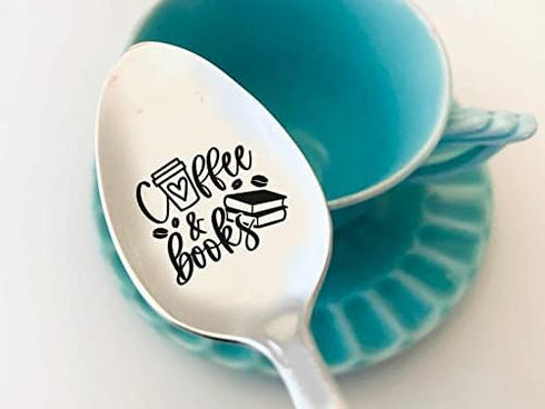 Coffee and books engraved spoon Let's Have Coffee Together Forever Christian gifts Engraved Spoon Cute coffee lovers Gift for Friends Who Are Movi...