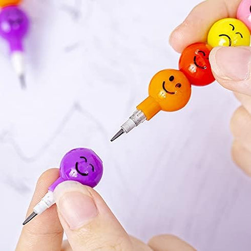 5pcs Cute Stackable Pencils 7 in 1 Stacking Pencils for Writing Drawing Graffiti Replaceable Multi-Point Pencil Kids Party Favors for Birthday Bac...