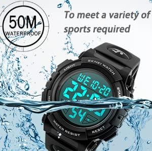 CakCity Mens Sports Watches Military Classic Stopwatch Large Dial Electronic LED Backlight Wristwatch 50M Waterproof Digital Watch for Mens with L...