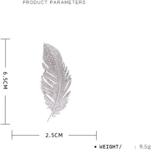 Rhinestone Feather Brooches Pin for Women Men Fashion Crystal Delicate Leaf Brooch Lapel Pins Elegant Dress Accessories Jewelry Boutonniere Corsag...