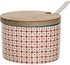 Bloomingville Ceramic Sugar Bowl with Bamboo Lid/Spoon Carla - Jar for salz, jam, mustard Dia 4'' H 2.75'', red, Stoneware, content 8.75 fl oz...