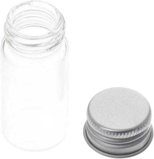 12Pcs Sealed Glass Bottles, 10ml Sample Vials, Small Empty Transparent DIY Crafts Vials with Aluminium Caps for Liquids, Powder, Seeds...