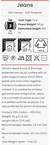 Yarnart Jeans Yarn, Amigurumi Cotton Yarn, Cotton Yarn Crocheting, Knitting Yarn, amigurumi Cotton Yarn, Turkish Yarn, 55% Cotton – 45% PAC (Polia...
