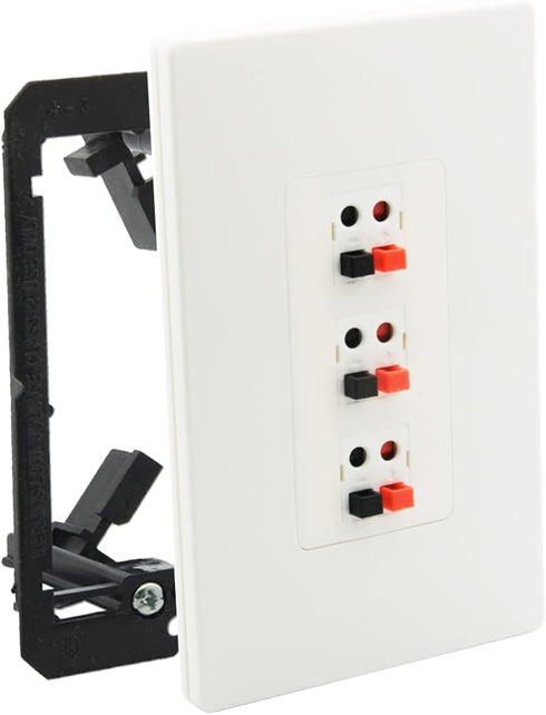 Premium 3 Speaker Wall Plate, Speaker Plug, Supports 3 Speaker Configurations, Speaker Port for Wall Speaker Wire, Speaker Wire in Wall, Wire Wall...