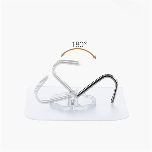 Wall Hooks for Hanging 33lb(Max),Heavy Duty Self Adhesive Hooks 12 Pack Transparent Waterproof Sticky Hooks for Keys Bathroom Shower Outdoor Kitch...