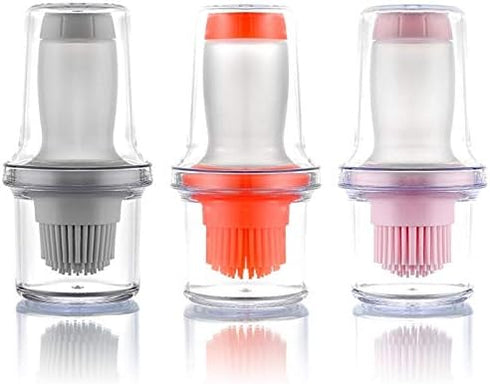 AKOAK 1 Pack Silicone Pressing Oil Bottle Brush with Lid Baking Sauce Bottle Salad Dressing Bottle Barbecue Sauce Brush Oil Pot Home Kitchen Oil B...