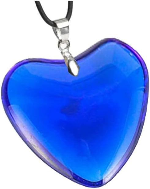 Pingyongchang Simple Chunky Glass Puffy Heart Choker Necklace Coloured Heart Charms Pendant Necklace for Women Party Birthday Trendy Jewelry...