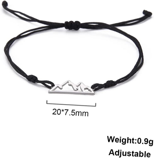 Mountain Range Double Rope Bracelet For Women Men Stainless Steel Fashion Hollow Out Style Mountain Range Double Layer Handmade Bracelet Nature Lo...