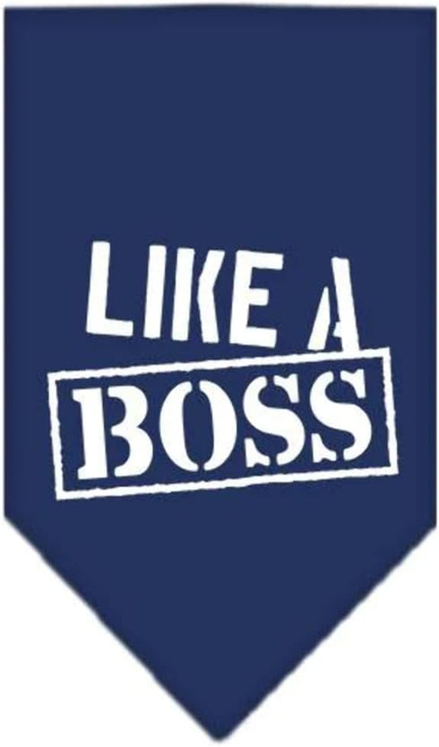 Mirage Pet Products Like a Boss Screen Print Bandana for Pets, Large, Navy Blue...