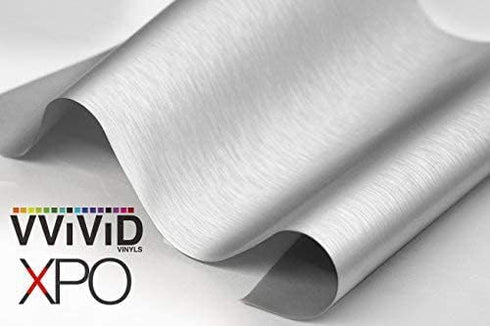VVIVID XPO Silver Brushed Steel 5 Feet x 1 Foot Car Wrap Vinyl Roll with Air Release Technology...